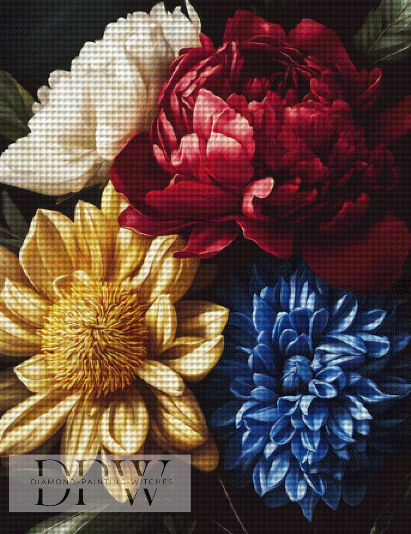Dahlien by Elly_A.I, 90x120cm mit 240 Farben DPW-1533