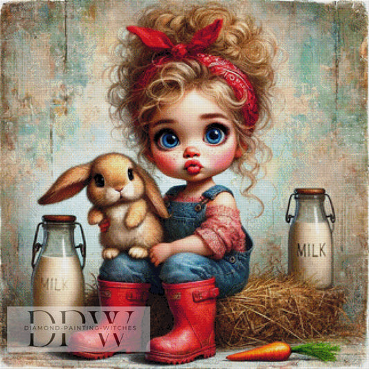Luisa mit Hase by CreatiVart, 80x80cm mit 280 Farben DPW-1464