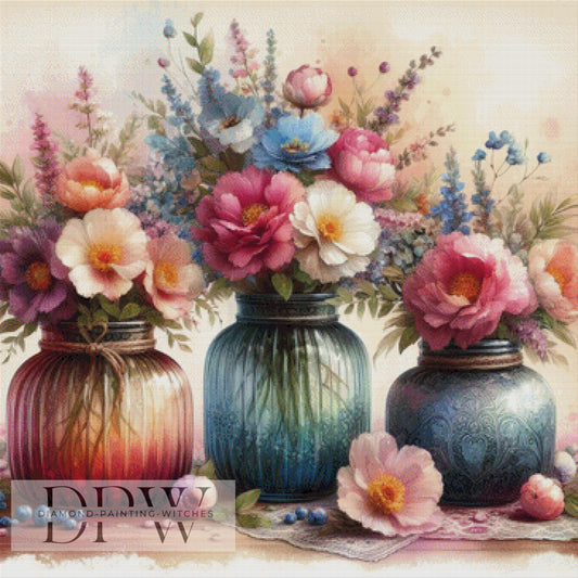 Pastell Frühlingsblüher by CreatiVart, 90x90cm mit 310 Farben DPW-1472