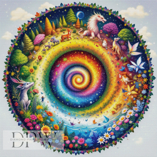 Fantasy Mandala by QN, 110x110cm mit 430 Farben DPW-1477