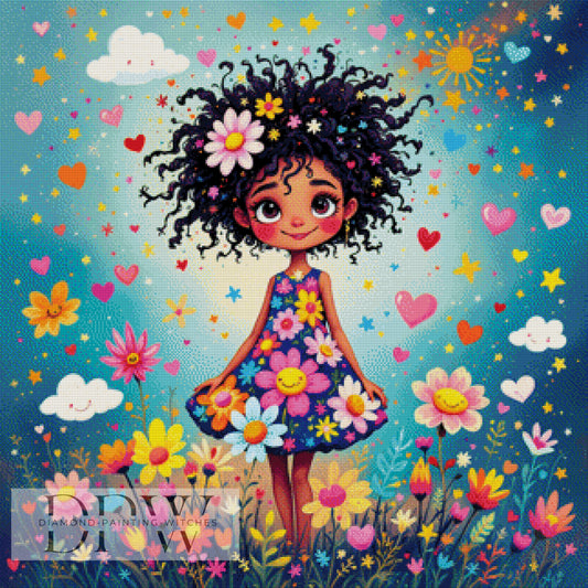 Blumen Beate by QN, 80x80cm mit 340 Farben DPW-1478