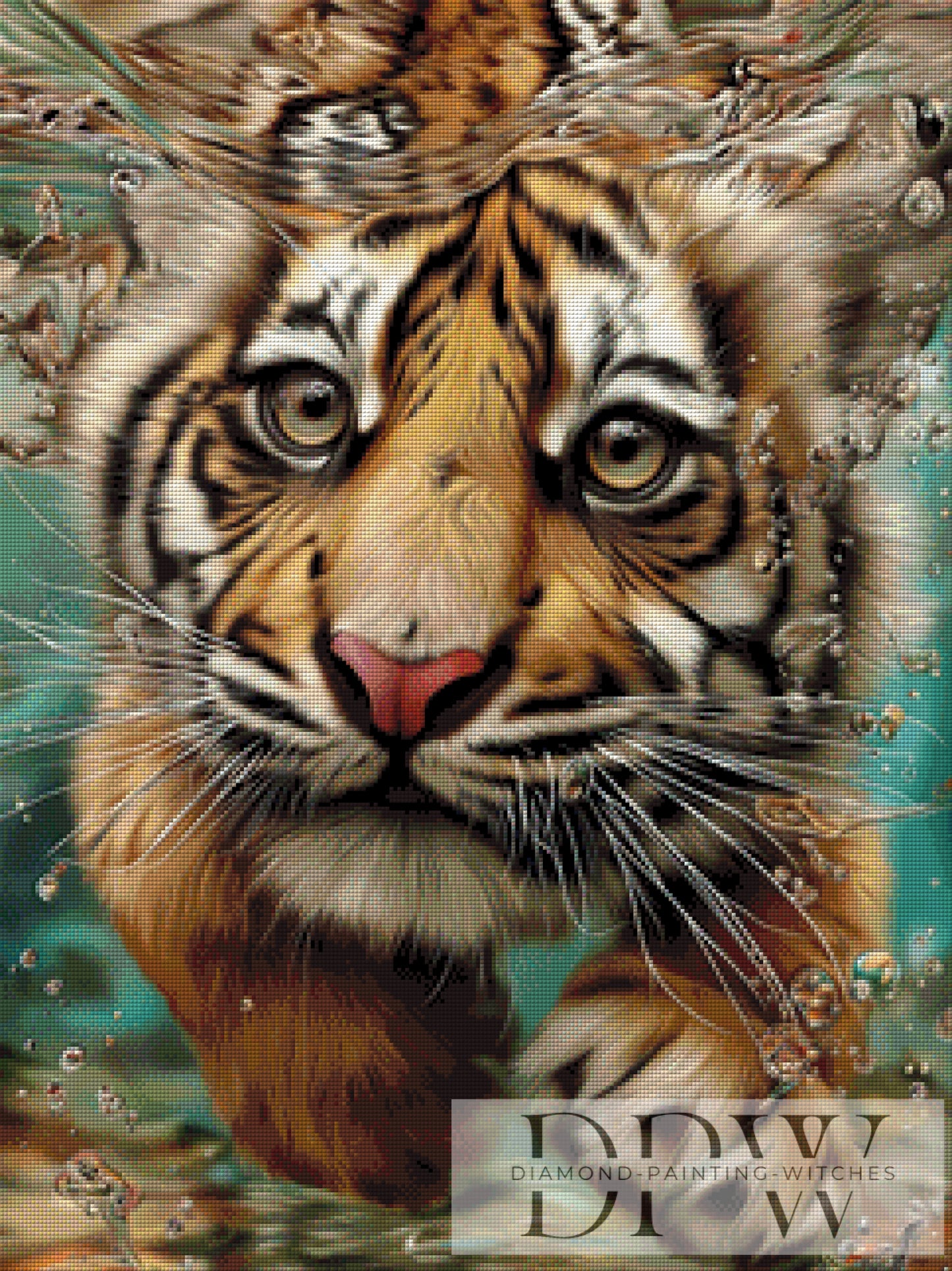 Schwimmender Tiger by CleoDora 60x80cm mit 180 Farben DPW-1510
