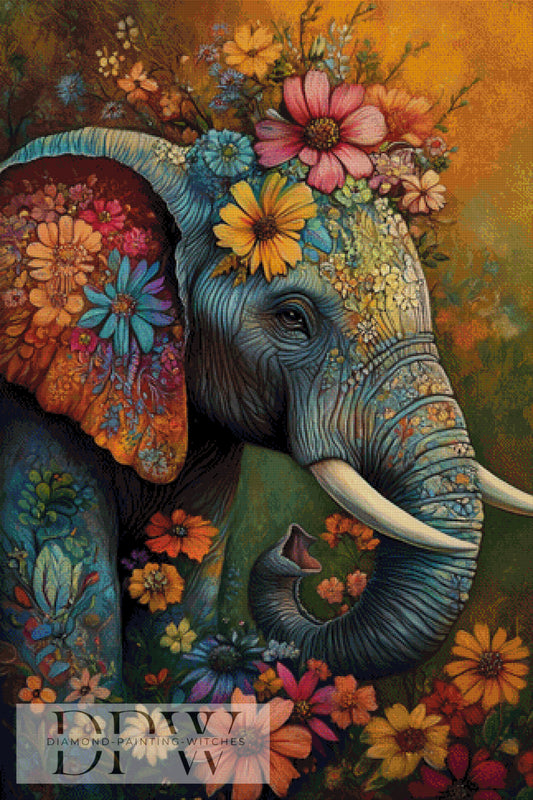 Flowerfant by Elly_A.I, 80x120cm mit 260 Farben DPW-1529