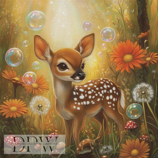 Flocki das Rehkitz by Elly_A.I, 80x80cm mit 180 Farben DPW-1539