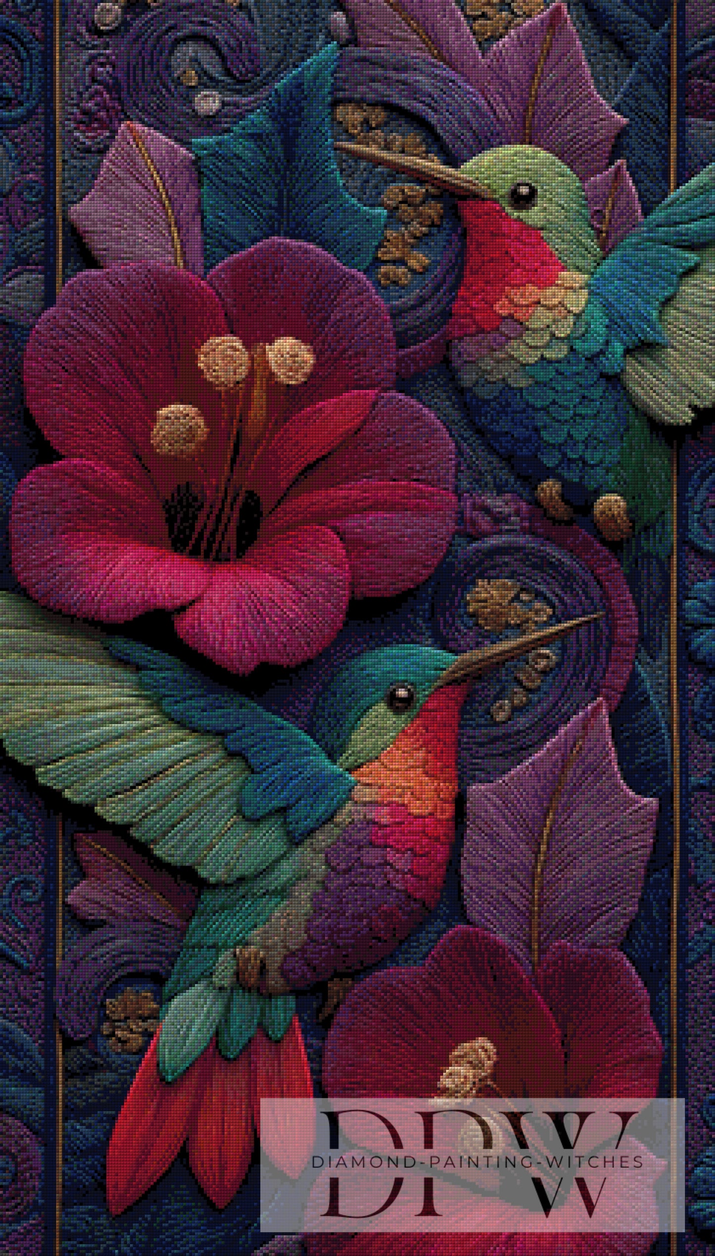 Woll Kolibris by Elly_A.I 60x105cm mit 200 Farben DPW-1547