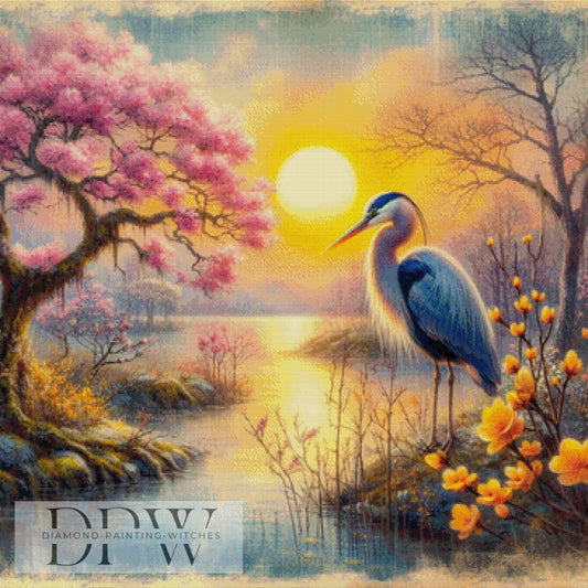 Kranich Landschaft by CreatiVart, 90x90cm mit 270 Farben DPW-1561
