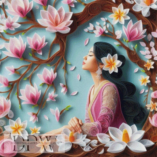 Papyrus Magnolien by CreatiVart, 80x80cm mit 310 Farben DPW-1563