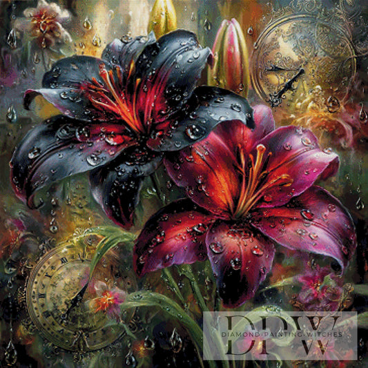 Black Red Lily by Catill 90x90cm mit 330 Farben DPW-1583