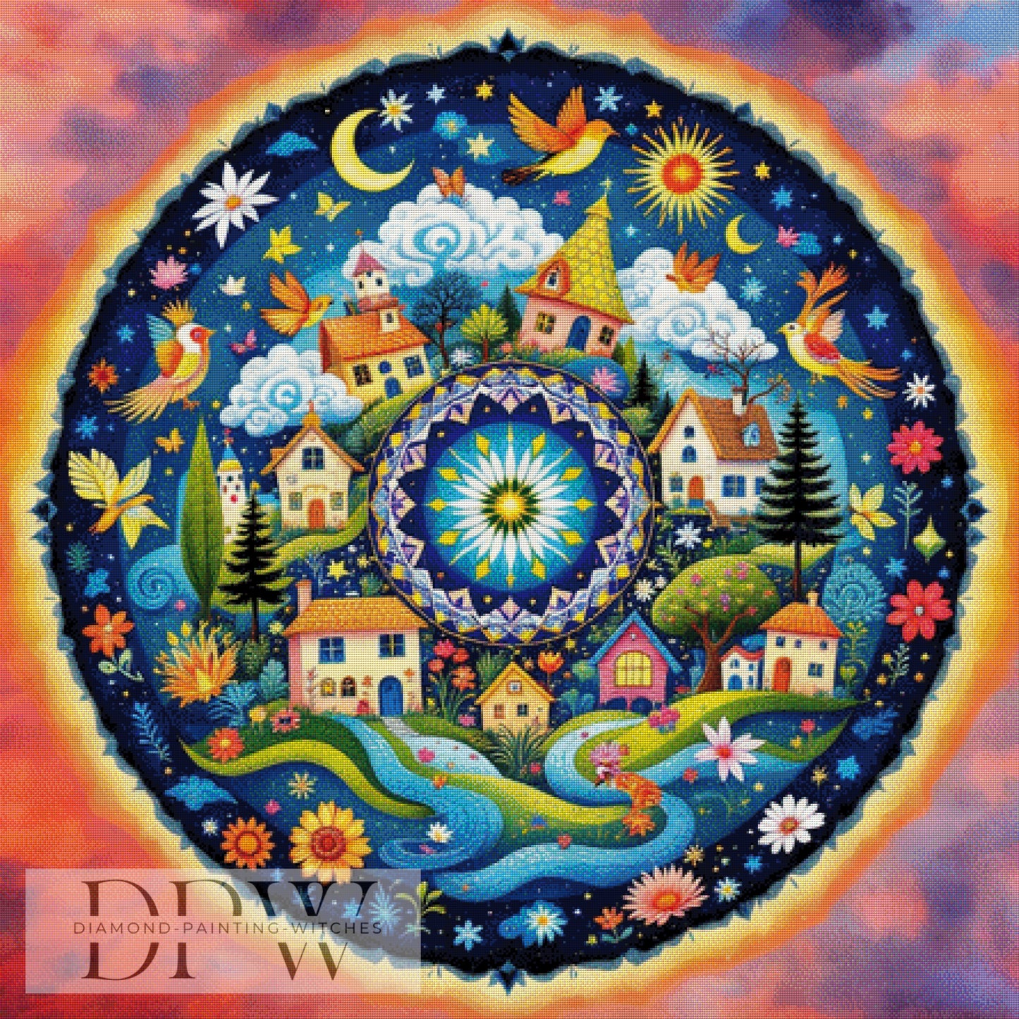 Kunterbuntes Mandala by QN 110x110cm mit 380 Farben DPW-1663