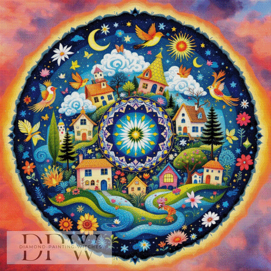 Kunterbuntes Mandala by QN 110x110cm mit 380 Farben DPW-1663