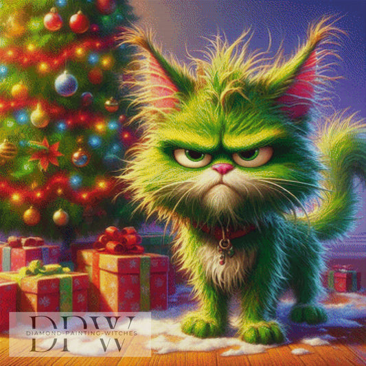 Grumpy Christmascat by Casalla Vendetta 90x90cm mit 340 Farben DPW-1667