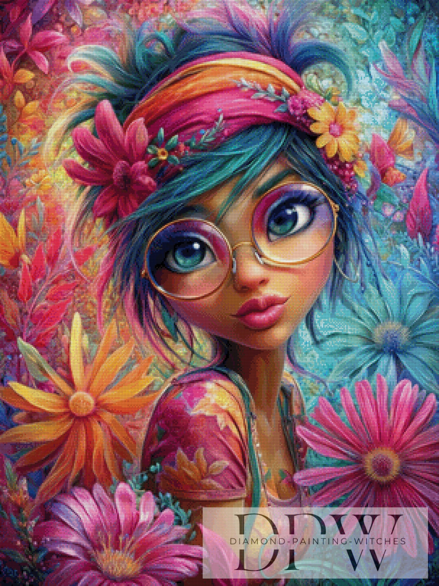 Flower Power Petra by QN 75x100cm mit 370 Farben DPW-1786