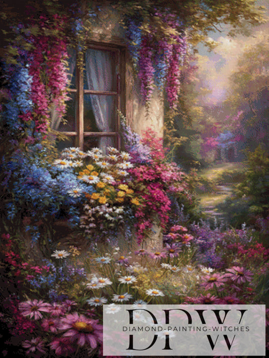 DPW-1810 Blütenfenster by Maggie  75x100cm 250 Farben **SOFORTKAUF** RUNDE Steine