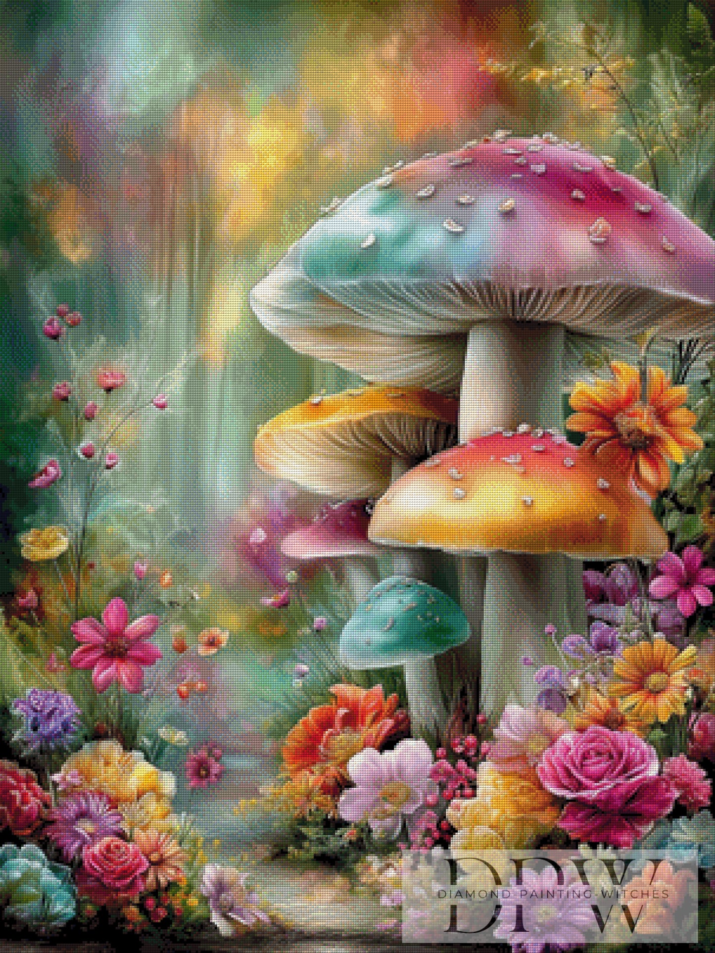Regenbogenpilze by CleoDora 75x100cm mit 370 Farben DPW-1811