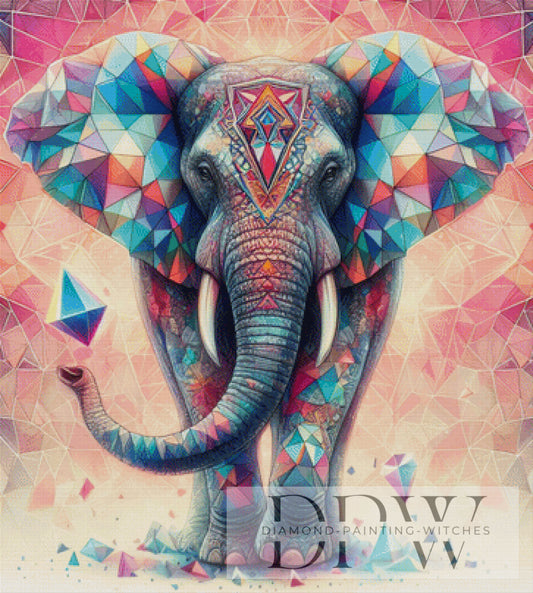 Mosaik Elefant by Moonlight, 90x100cm mit 300 Farben DPW-1816