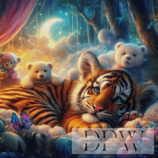 Dreaming Tiger by CreatiVart, 90x90cm mit 280 Farben DPW-1831