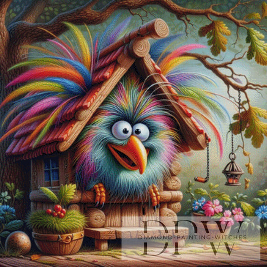 Vogel aus dem Häuschen by CreatiVart, 90x90cm mit 370 Farben DPW-1832