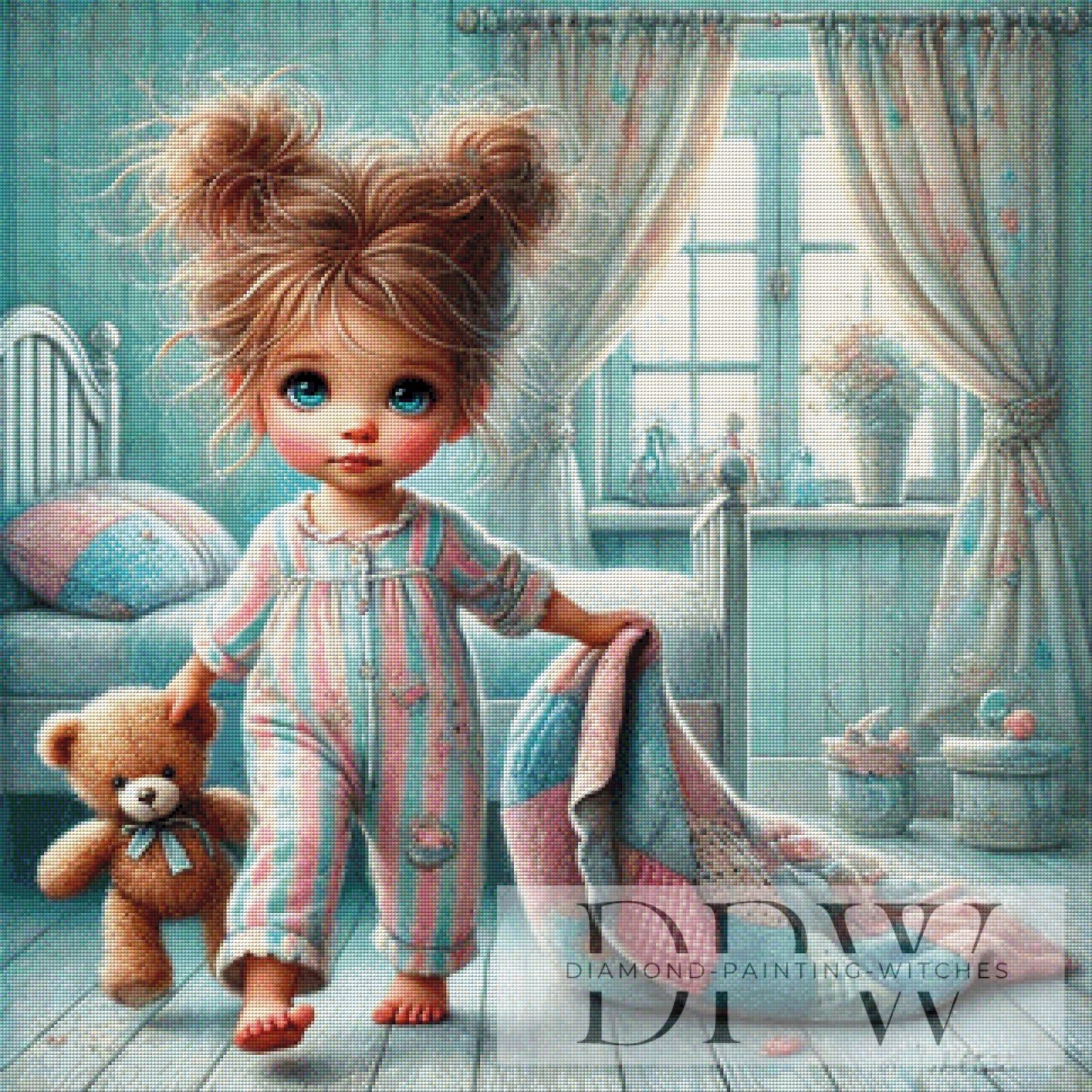 Jenny und ihre Decke by CreatiVart, 80x80cm mit 230 Farben DPW-1836