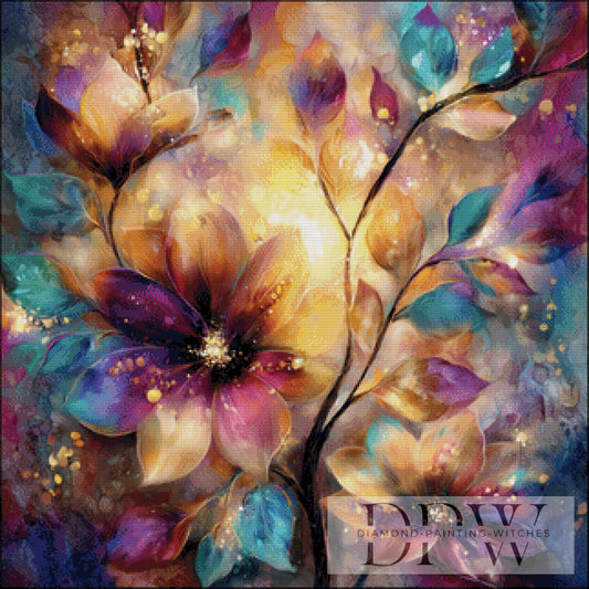 Flowers by Sweet_Loco_AI 80x80cm mit 290 Farben DPW-1963