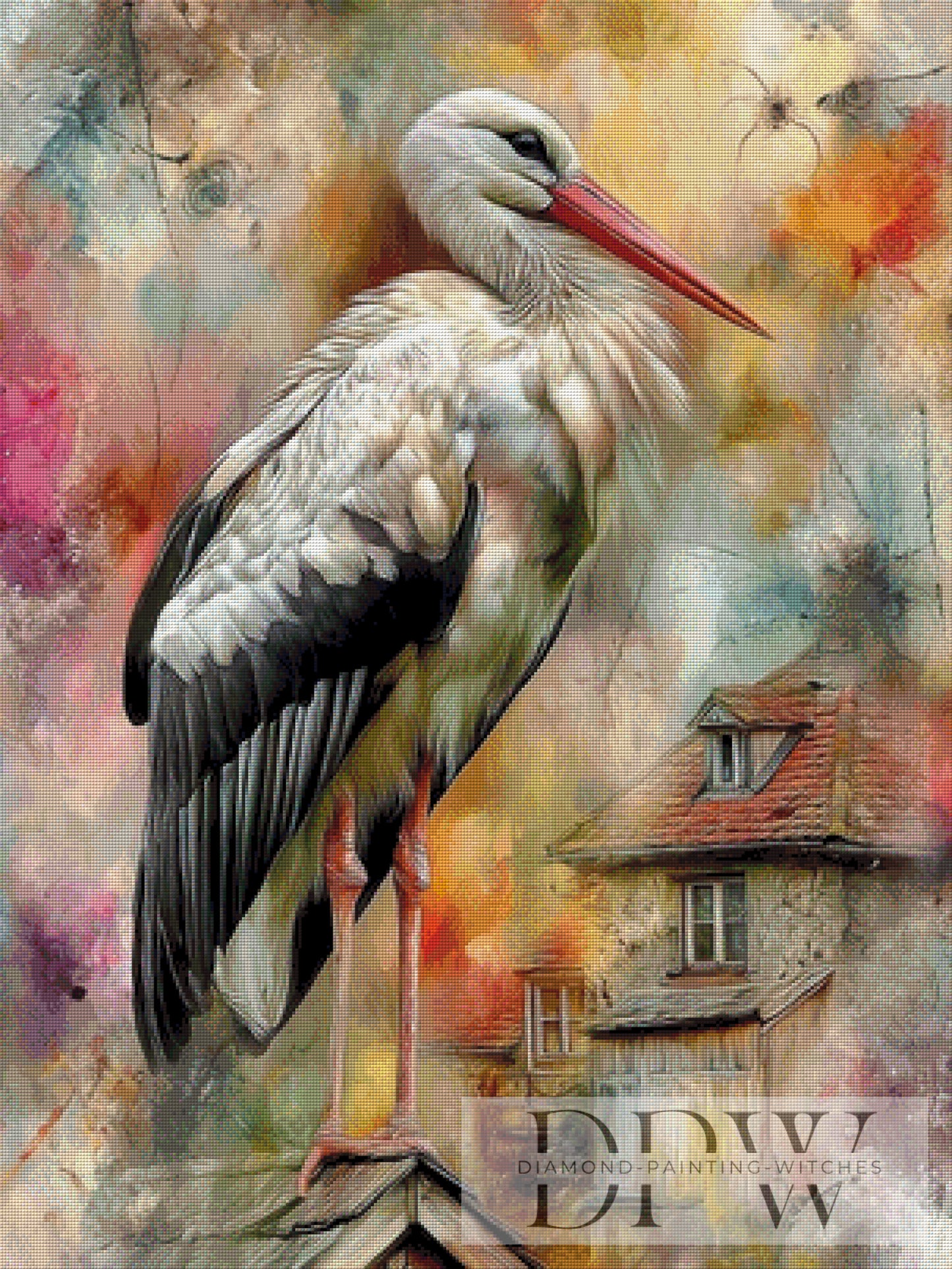 Storchi auf dem Dach by CleoDora 75x100cm mit 230 Farben DPW-1965