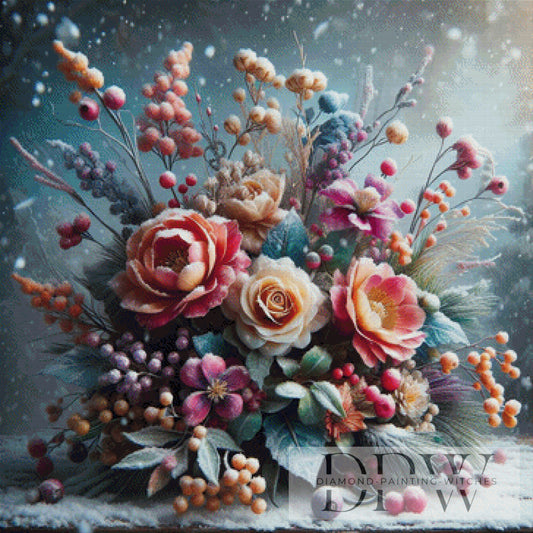 Gefrorene Blumen by DIYnamite 90x90cm mit 310 Farben DPW-1966