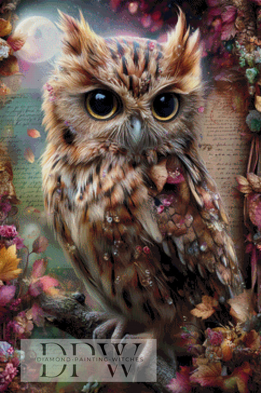 Vintage Eule by ellufija 60x90cm mit 220 Farben DPW-198