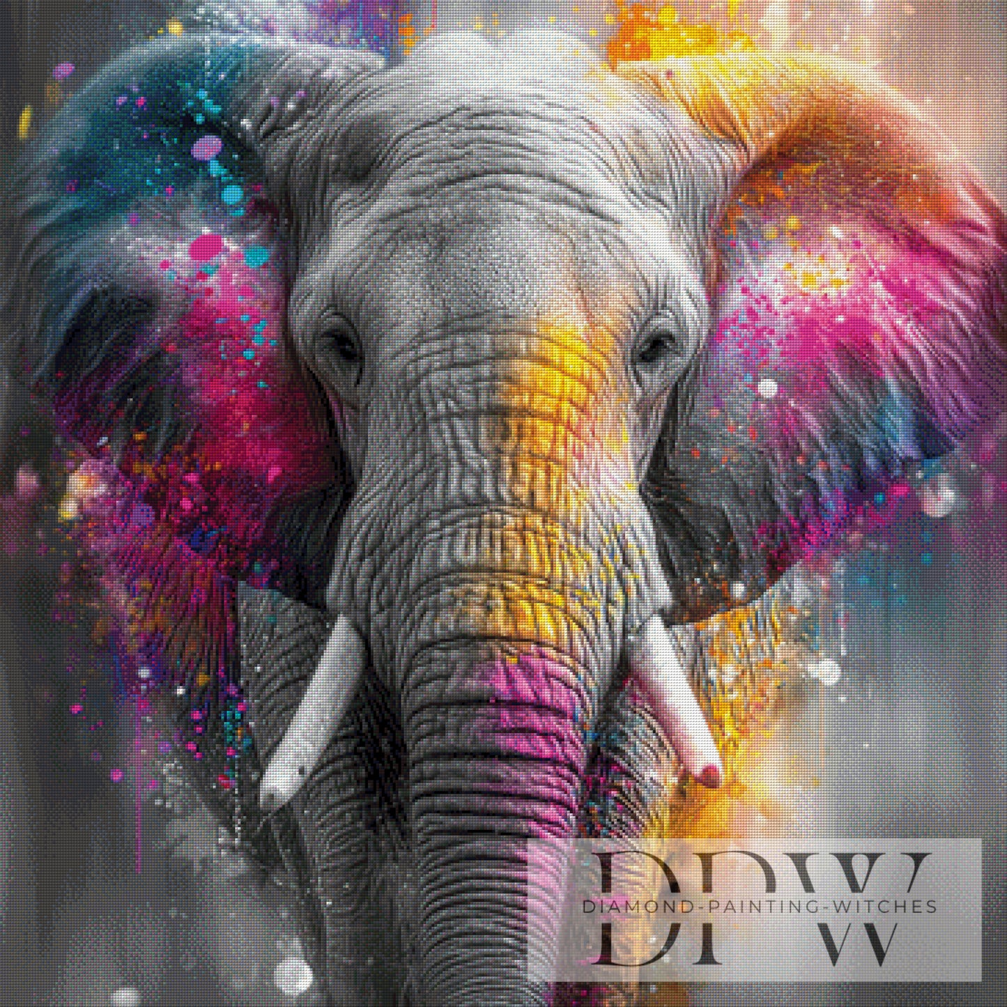 Elefant auf Festival by Artifey 90x90cm mit 330 Farben DPW-2035