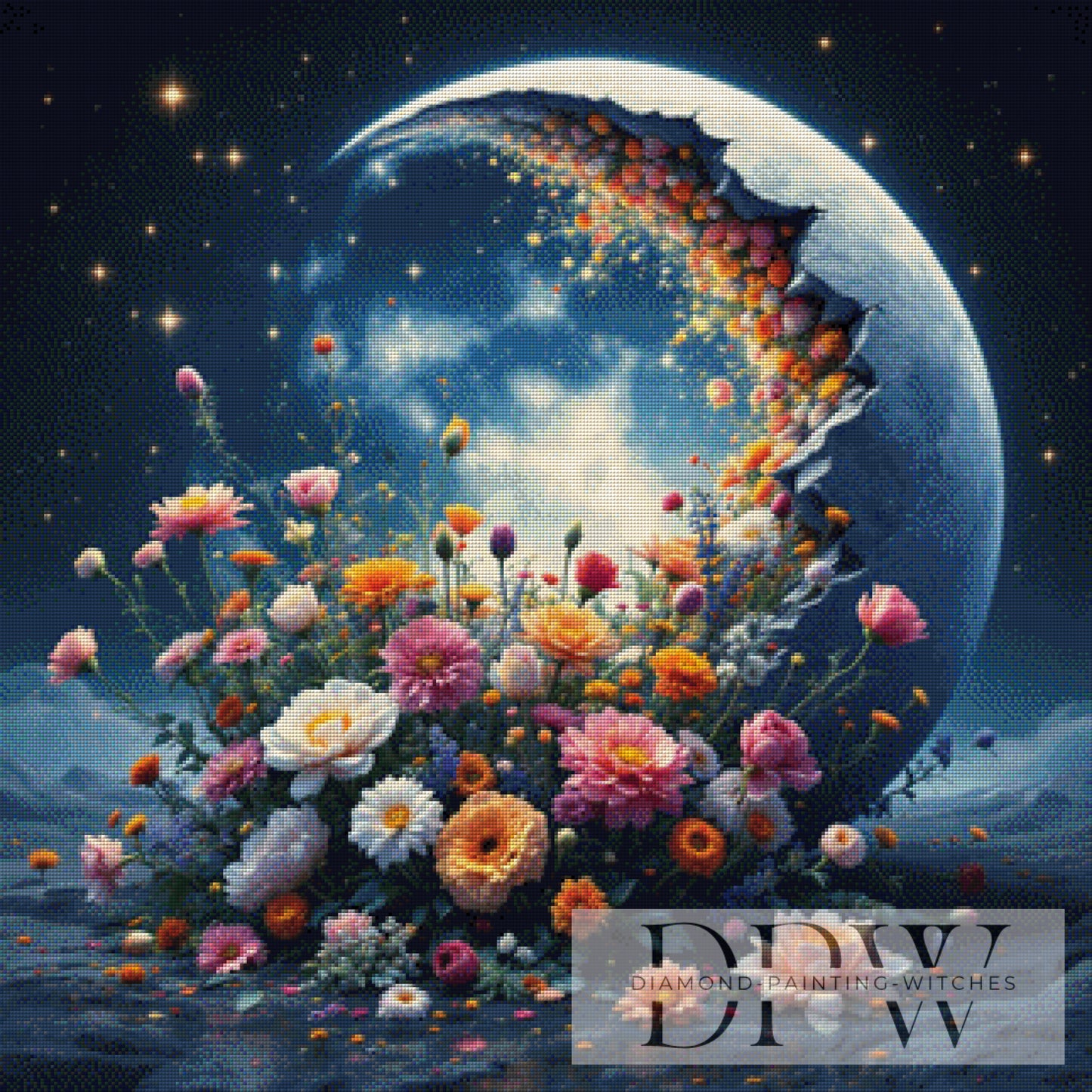 Flowermoon by QN 80x80cm mit 300 Farben DPW-2046