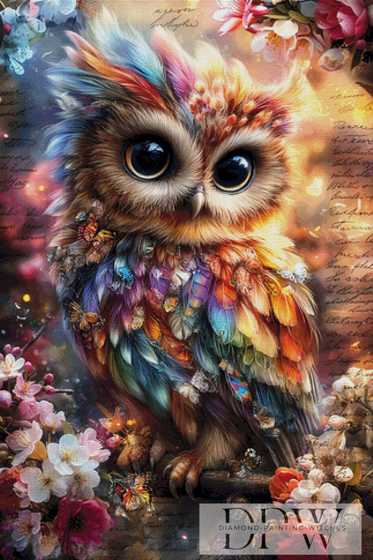 Vintage Regenbogeneule by ellufija 80x120cm mit 370 Farben DPW-2069