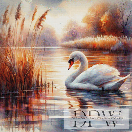 Schwan by CreatiVart, 90x90cm mit 210 Farben DPW-2118