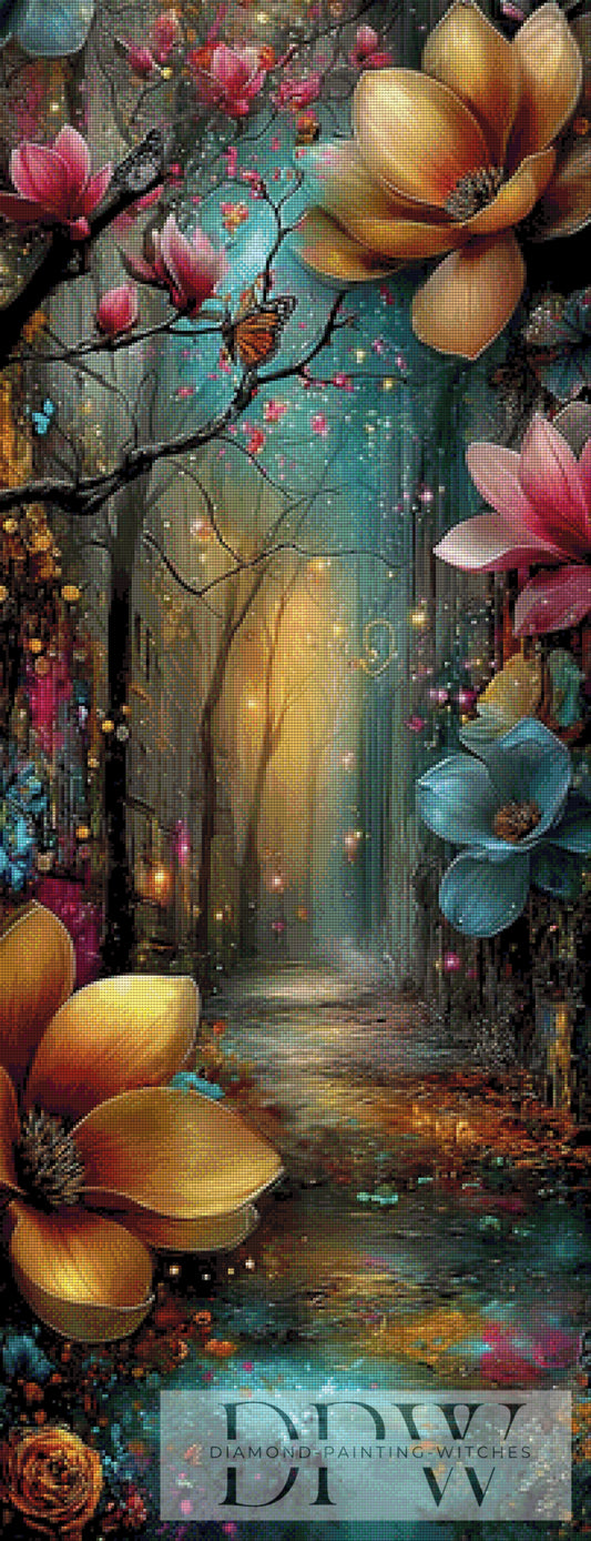 Bunte Blüten im Wald by Elly_A.I  50x130cm mit 260 Farben DPW-2131
