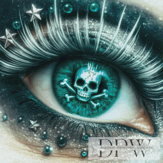 Green Skulleye by Casalla Vendetta, 70x70cm mit 110 Farben DPW-2133