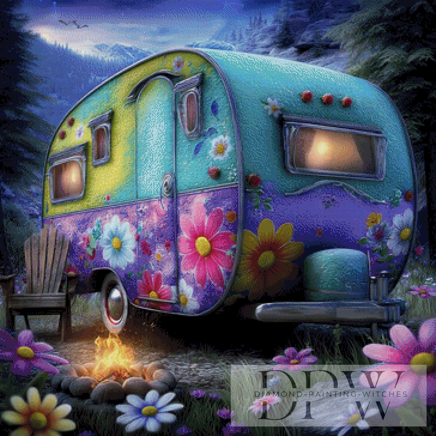 Campingtraum by Elly_A.I  90x90cm mit 300 Farben DPW-2137