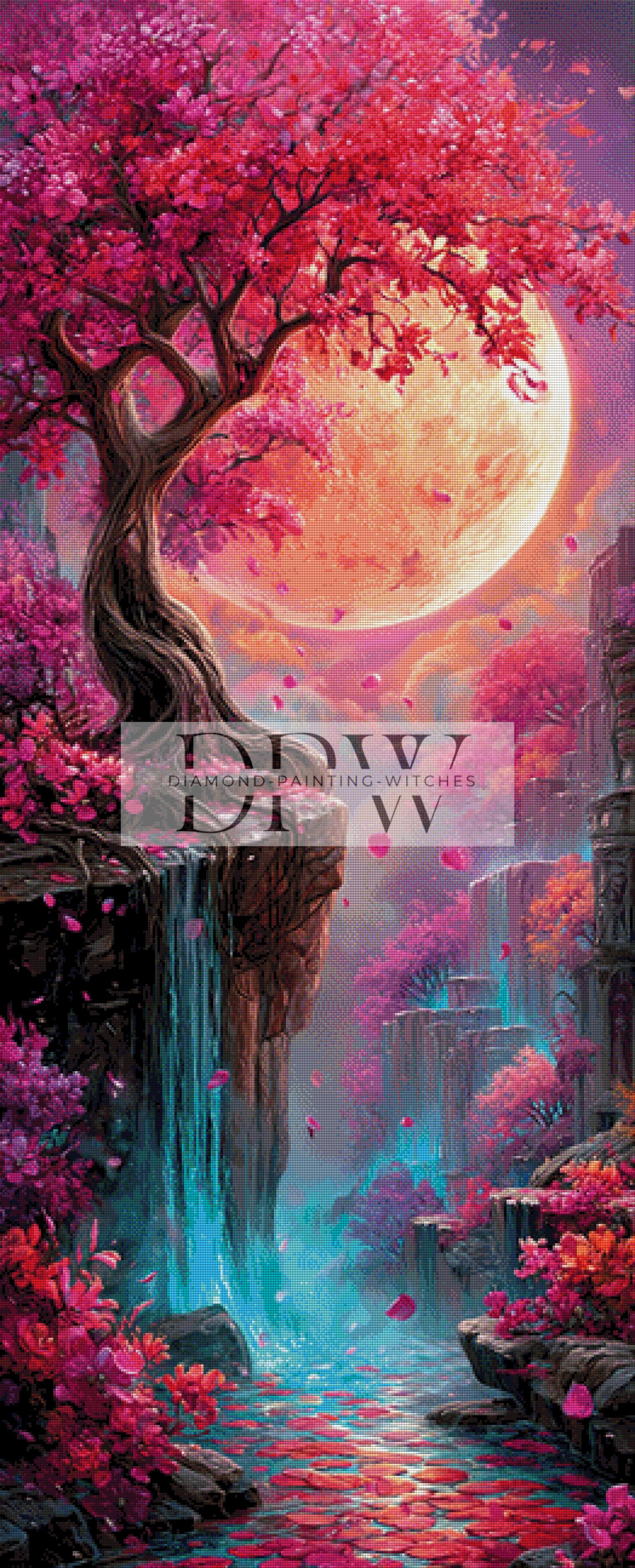Kirschblüte bei Vollmond by Artifey 65x160cm mit 280 Farben DPW-2146