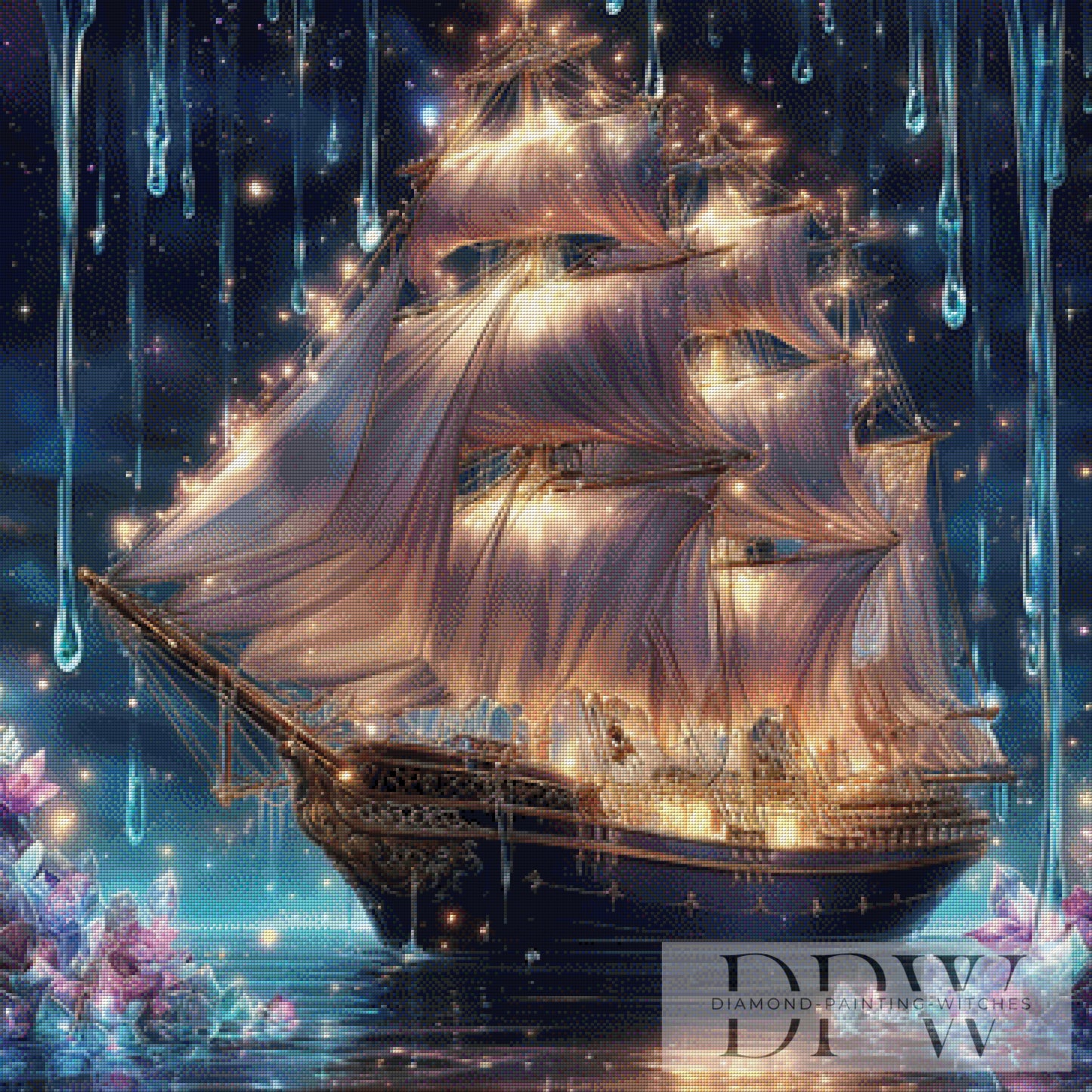Magisches Schiff by Lisa Morgan 90x90cm mit 230 Farben DPW-2157