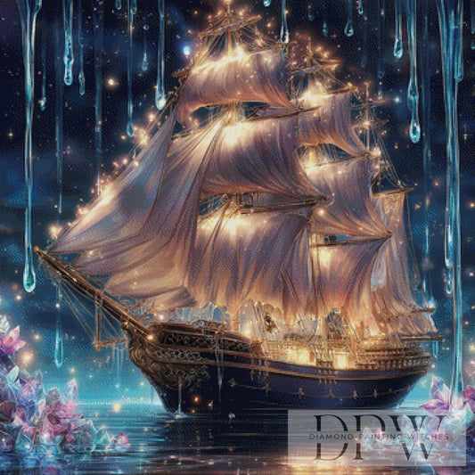 Magisches Schiff by Lisa Morgan 90x90cm mit 230 Farben DPW-2157