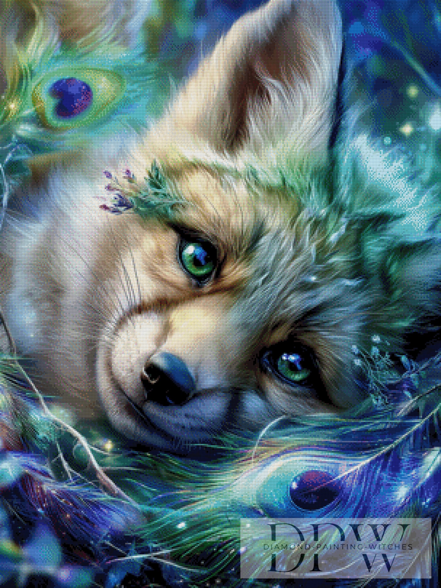 Fuchs mit Pfauenfeder by Sweet_Loco_AI 75x100cm mit 240 Farben DPW-2163