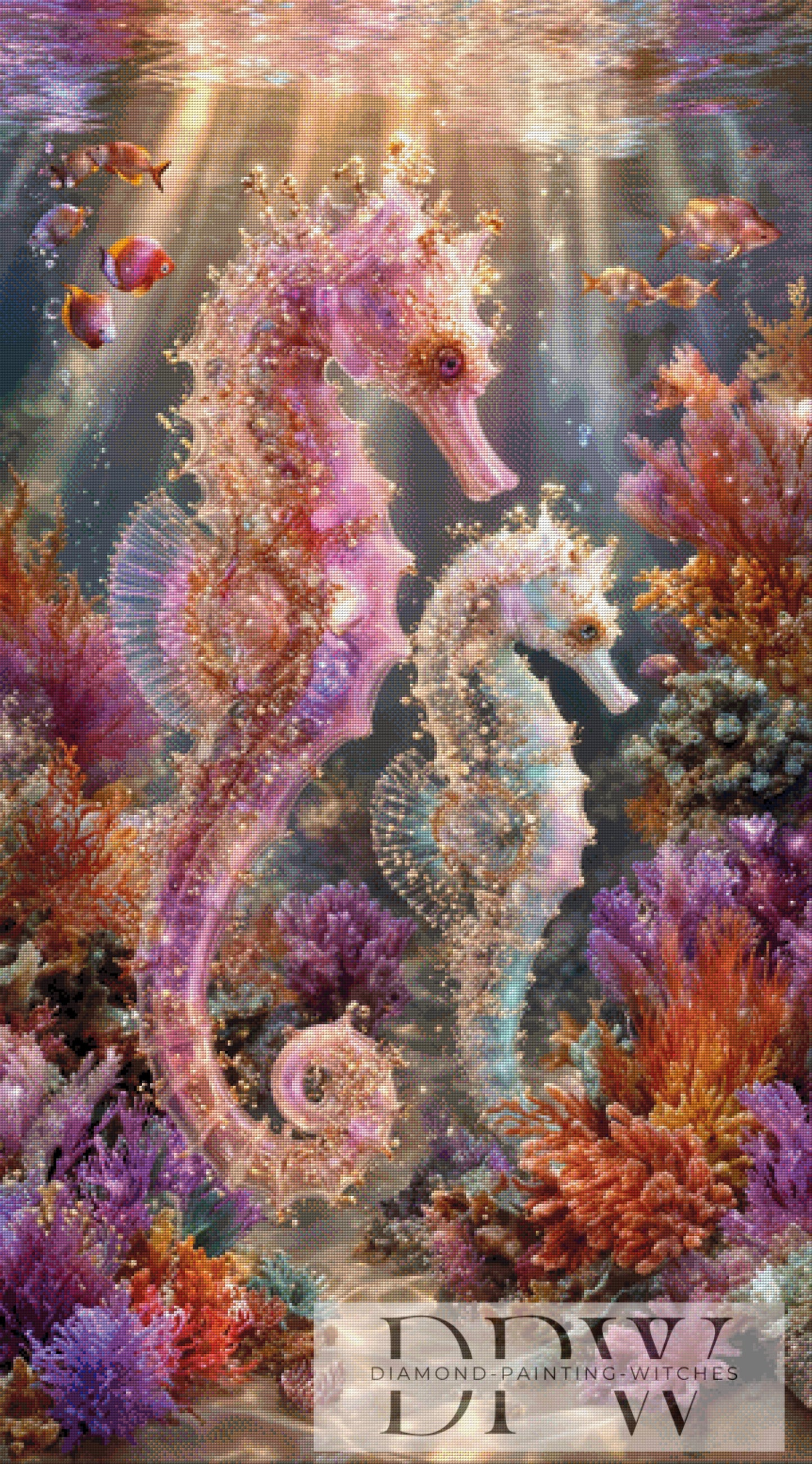 Shimmering Seahorses by Pixxel Pics 75x135cm mit 270 Farben DPW-2199