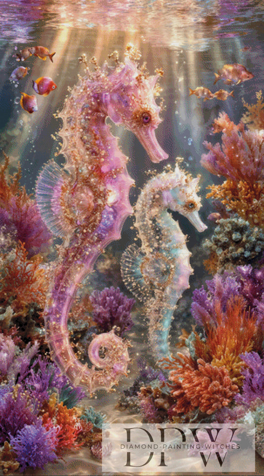 Shimmering Seahorses by Pixxel Pics 75x135cm mit 270 Farben DPW-2199