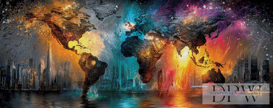 Weltkarte I by Elly_A.I  150x60cm mit 330 Farben DPW-219