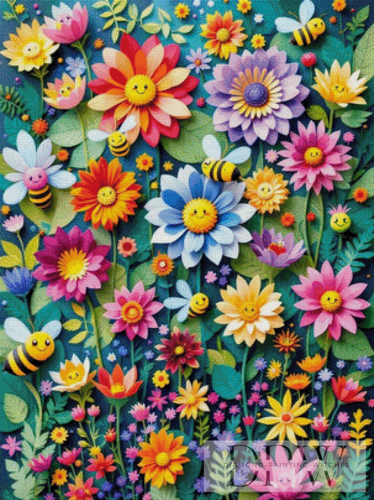 Bienchen & Blumen by QN 75x100cm mit 420 Farben DPW-2211