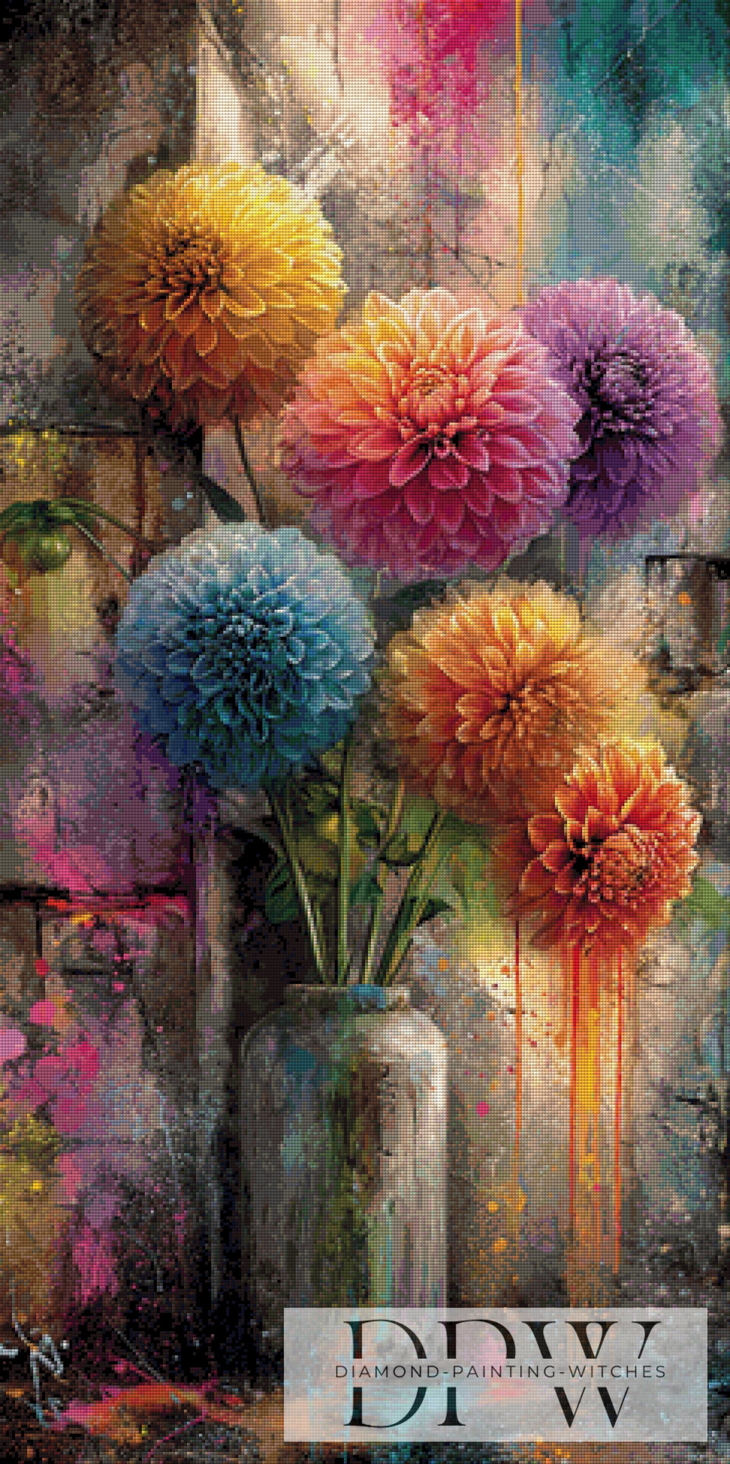 Dahlientraum by Elly_A.I 60x120cm mit 310 Farben DPW-2231