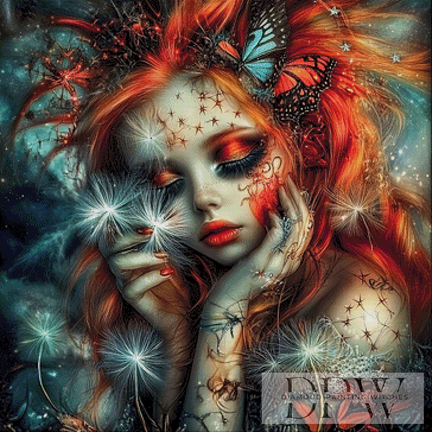 Fairy with Dandelions by Catill 90x90cm mit 260 Farben DPW-2237