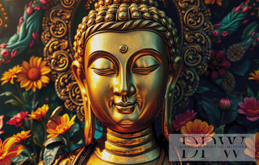 Goldener Buddha by CreatiVart 110x70cm mit 240 Farben DPW-2254