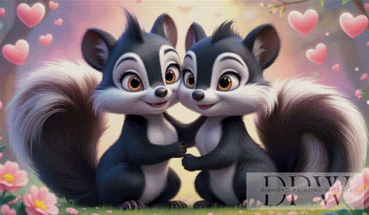 Stinktiere in Love by CreatiVart 120x70cm mit 230 Farben DPW-2263