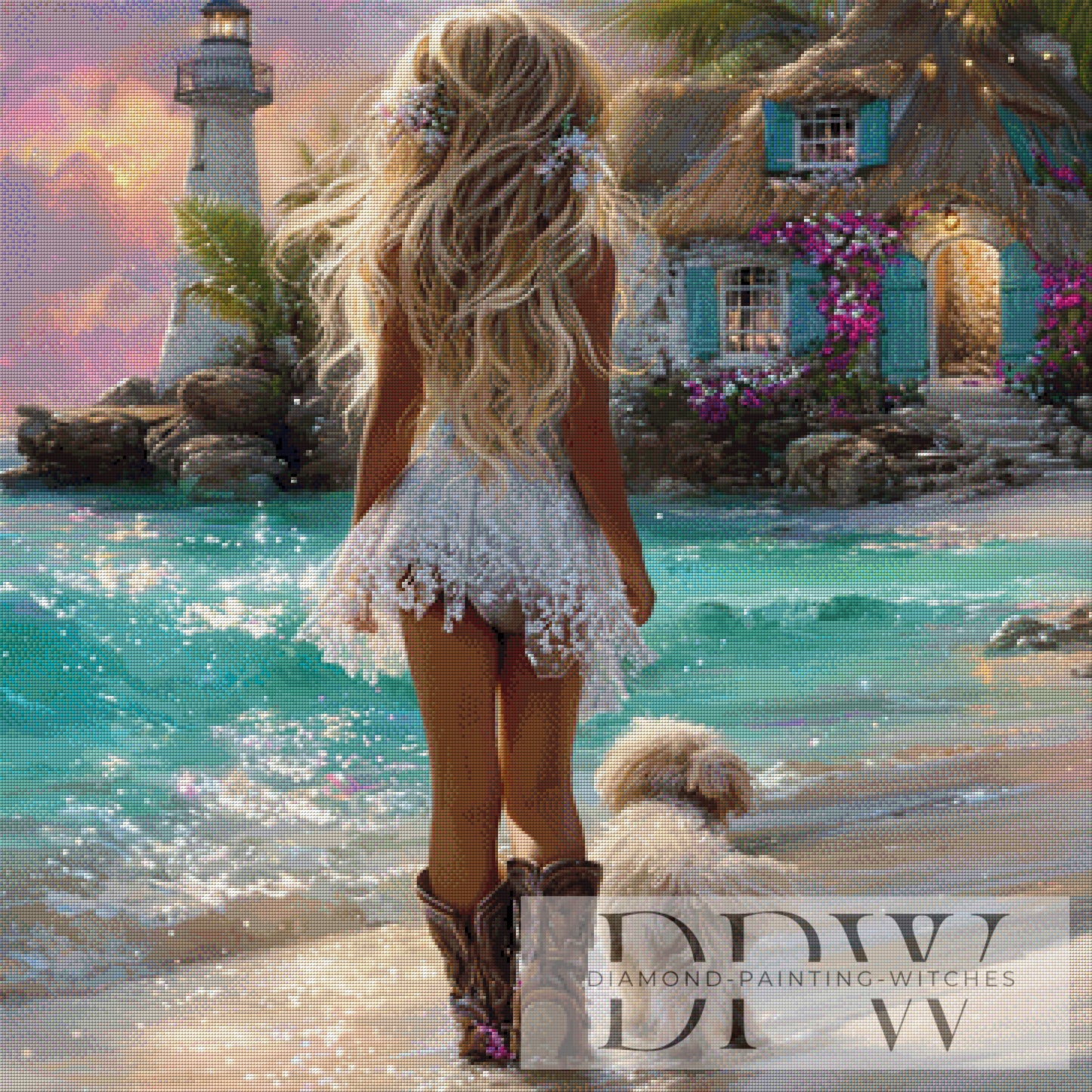 Strandspaziergang by Elly_A.I  90x90cm mit 250 Farben DPW-2296