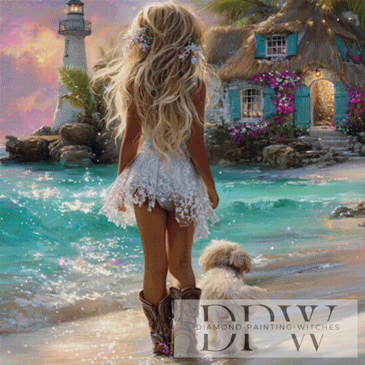 Strandspaziergang by Elly_A.I  90x90cm mit 250 Farben DPW-2296