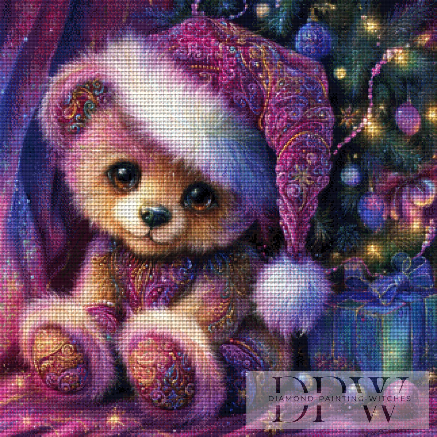 Weihnachtsteddy by Elly_A.I  90x90cm mit 280 Farben DPW-2303