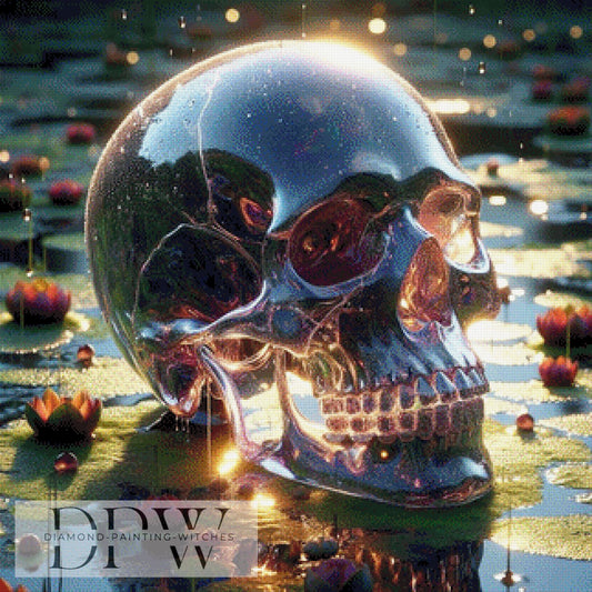 Glass Skull by Casalla Vendetta ,80x80cm mit 250 Farben DPW-230