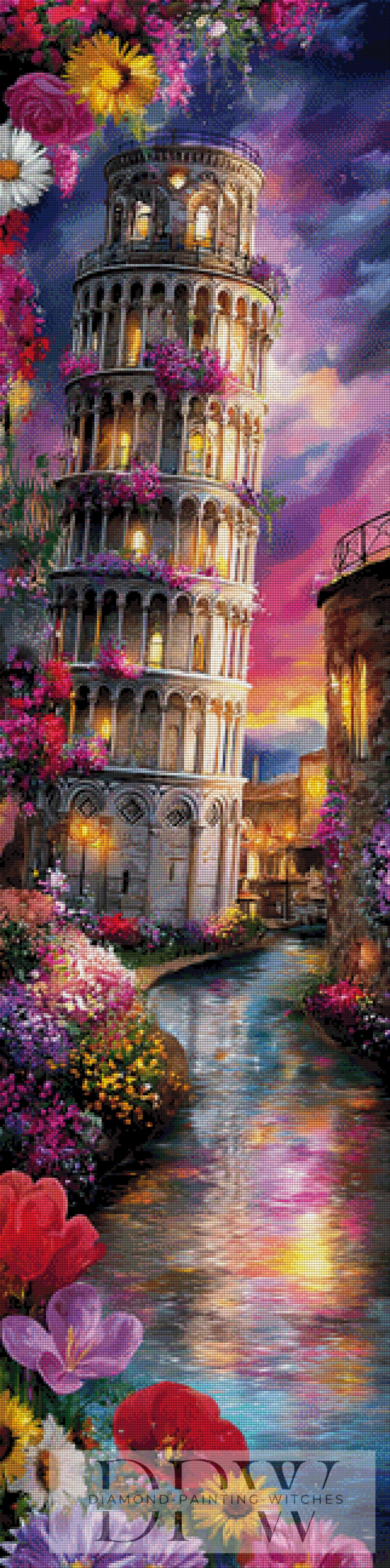 Der schiefe Turm mal anders  by Elly_A.I  40x160cm mit 360 Farben DPW-2326